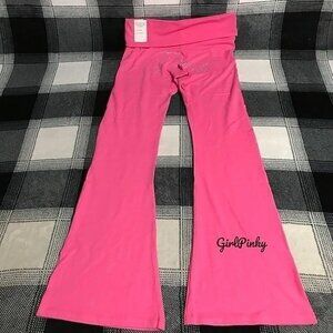 VS PINK FOLDOVER FLARE LEGGINGS CARMINE ROSE BLING LIMITED EDITION XS-XXL